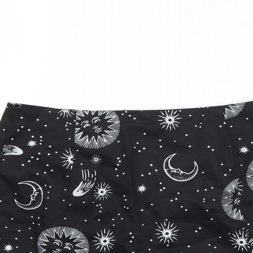 Preworn Womens Black Geometric  Mini Skirt Size 26 in