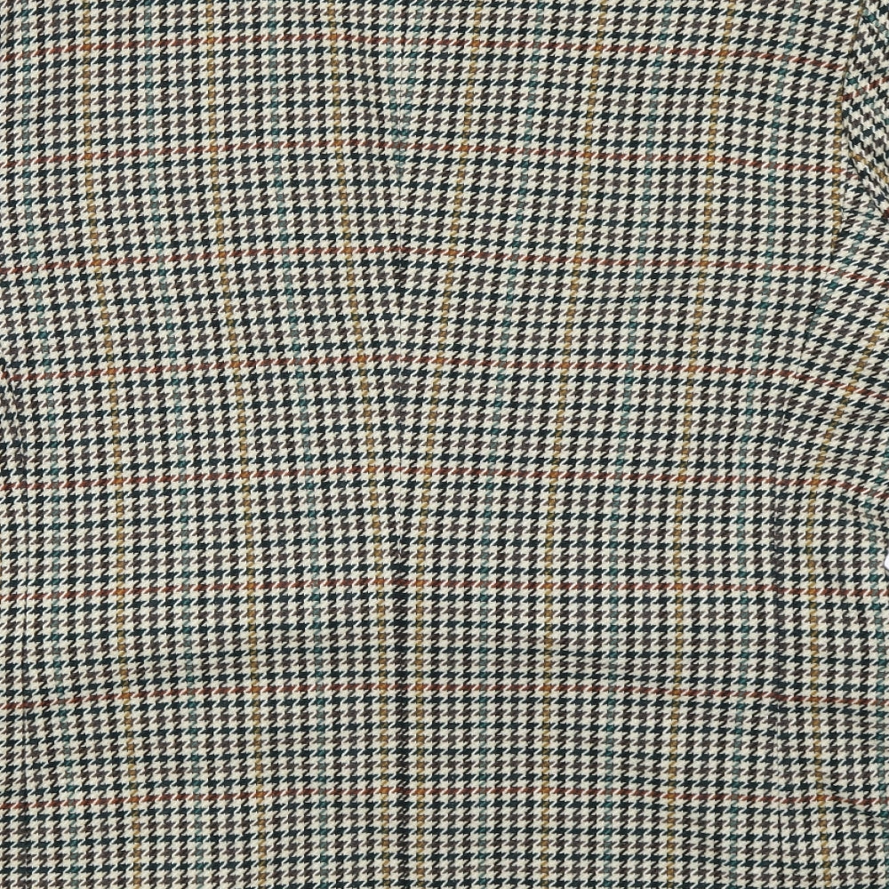 Texitaly Womens Beige Houndstooth  Overcoat Coat Size M