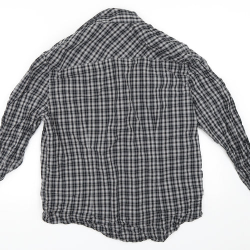 Easy Mens Black Check   Button-Up Size L
