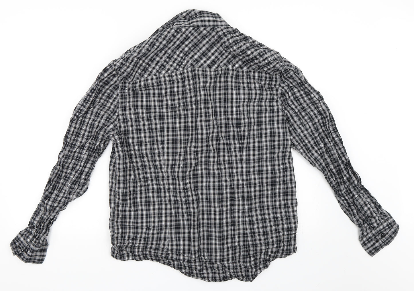 Easy Mens Black Check   Button-Up Size L