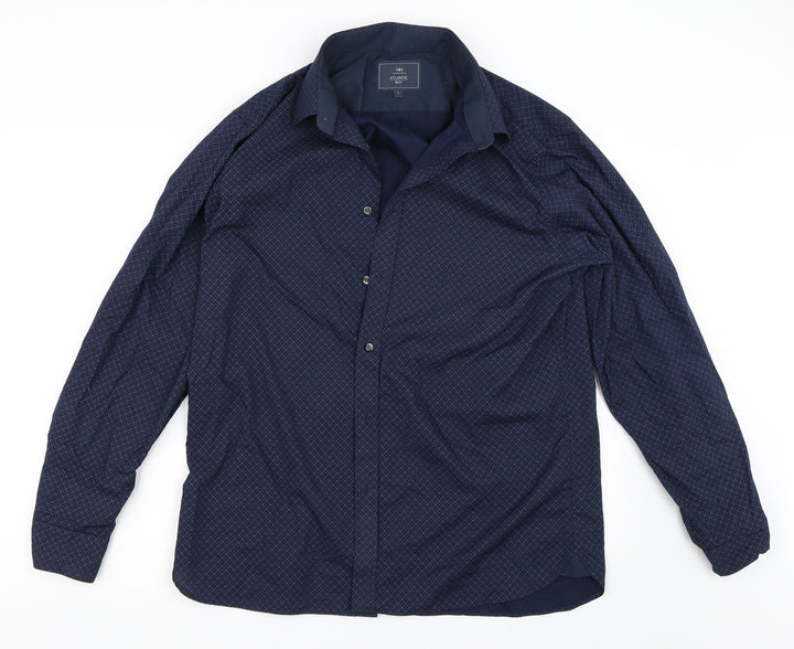 Atlantic Bay Mens Blue Button-Up Size L