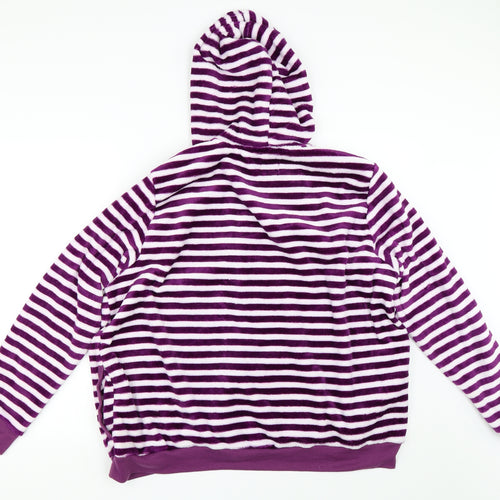 Preworn Womens Purple Striped  Full Zip Hoodie Size L  - Lounge wear