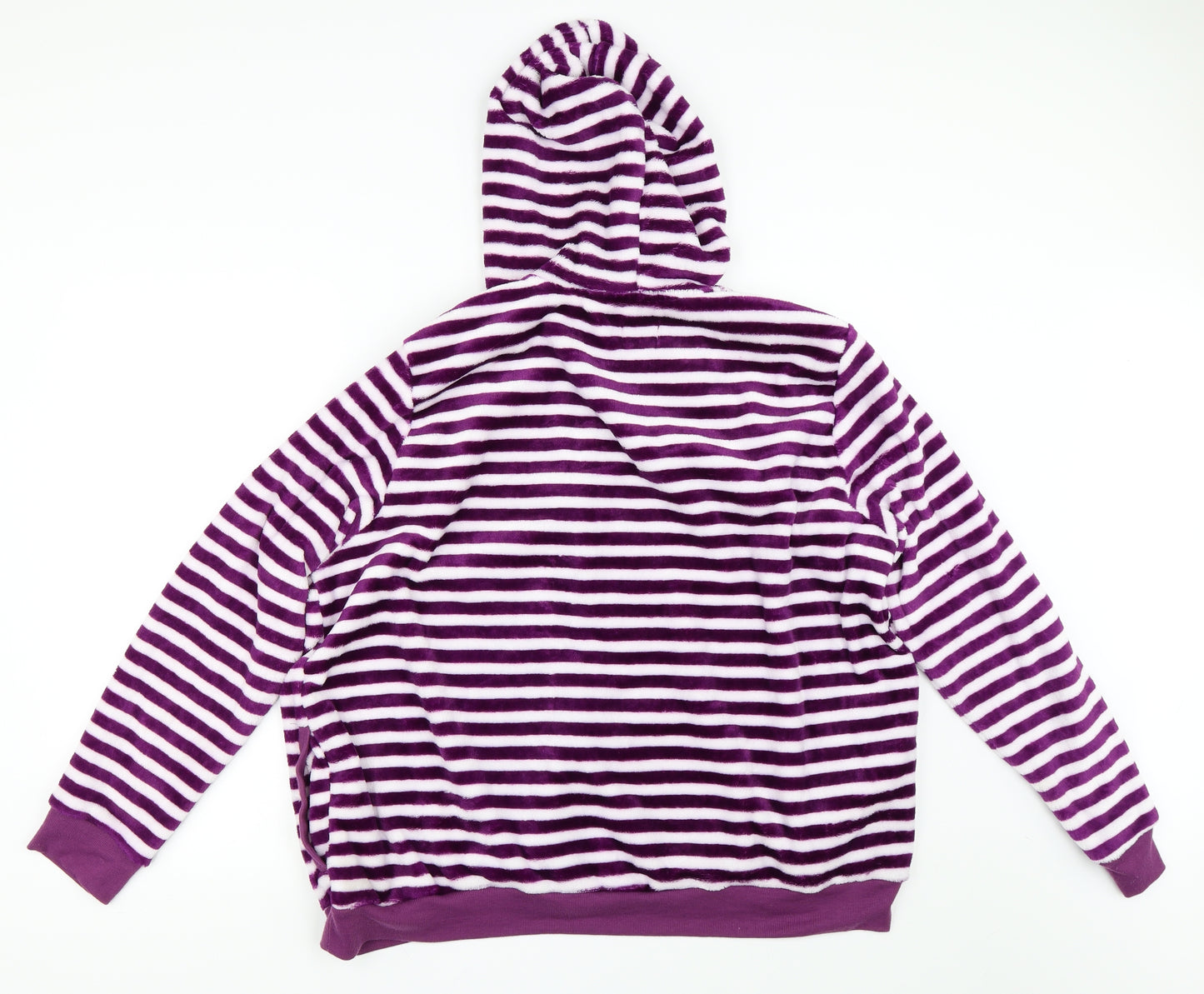 Preworn Womens Purple Striped  Full Zip Hoodie Size L  - Lounge wear