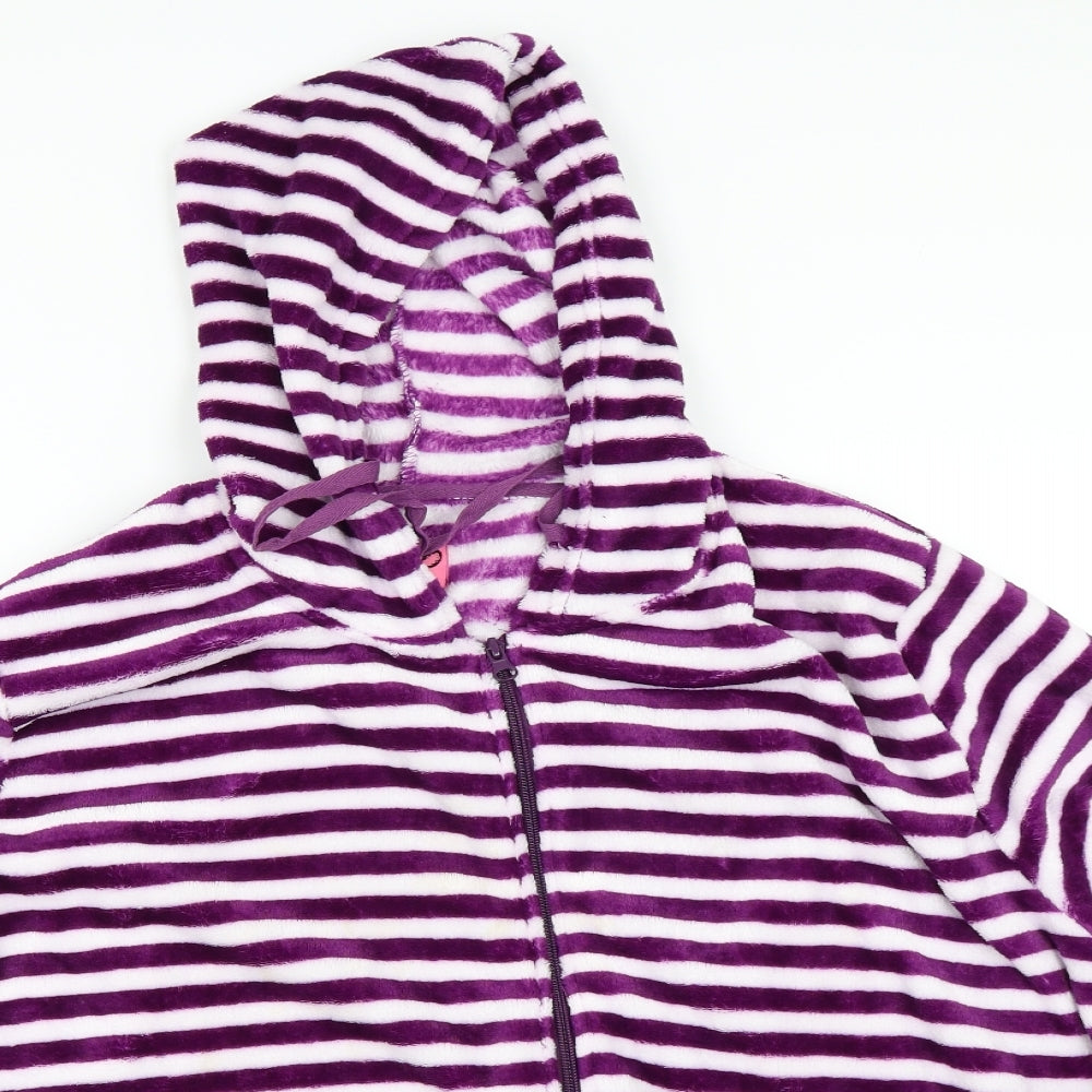 Preworn Womens Purple Striped  Full Zip Hoodie Size L  - Lounge wear