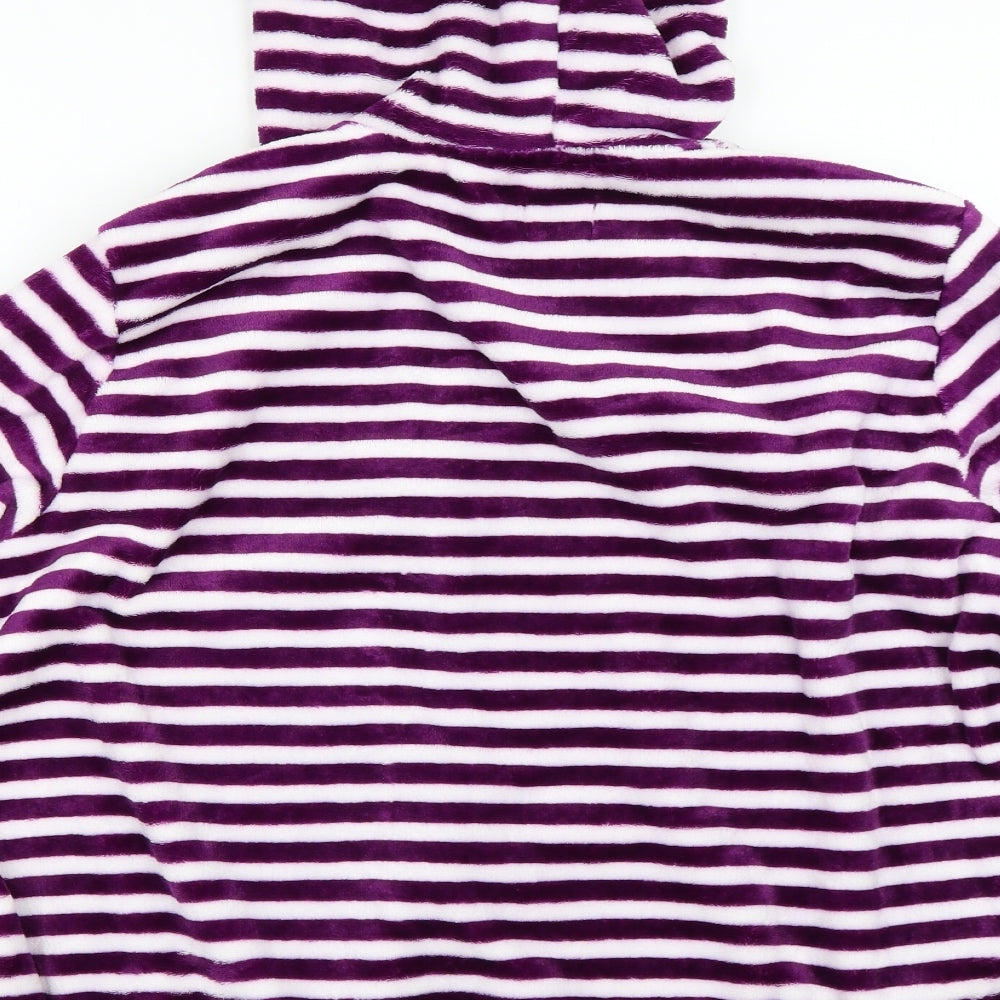 Preworn Womens Purple Striped  Full Zip Hoodie Size L  - Lounge wear