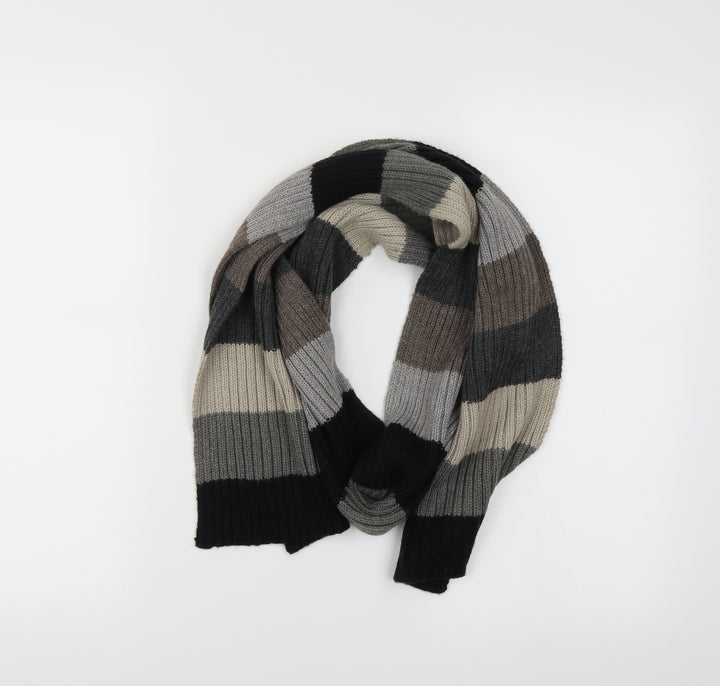 Maine Mens Grey Striped  Scarf  One Size