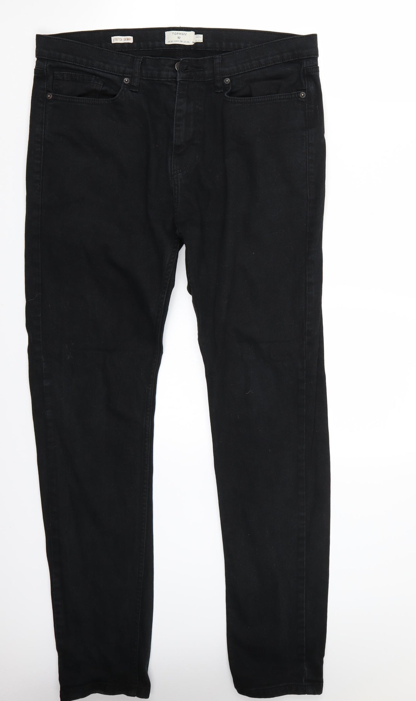 Topman Mens Black   Straight Jeans Size 36 L31 in