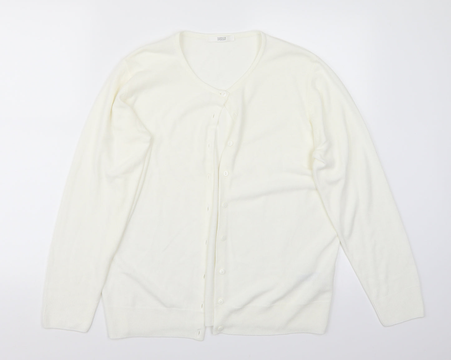 Marks and Spencer Womens White   Cardigan Jumper Size 16