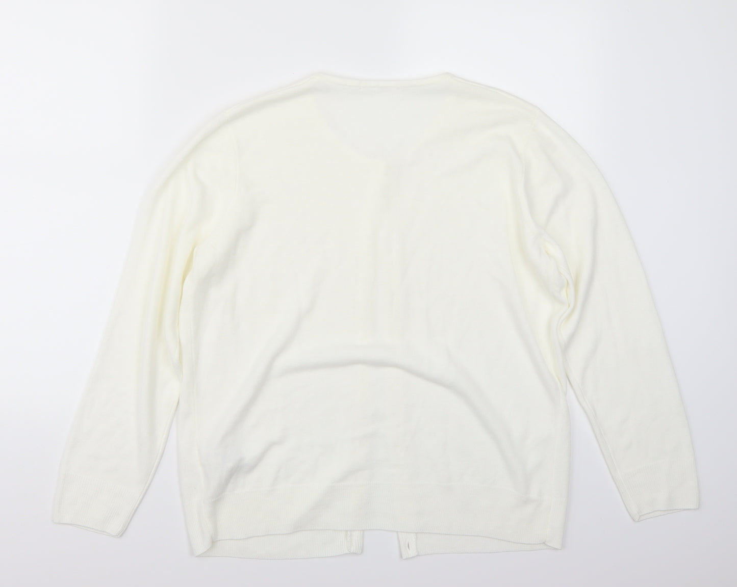 Marks and Spencer Womens White   Cardigan Jumper Size 16