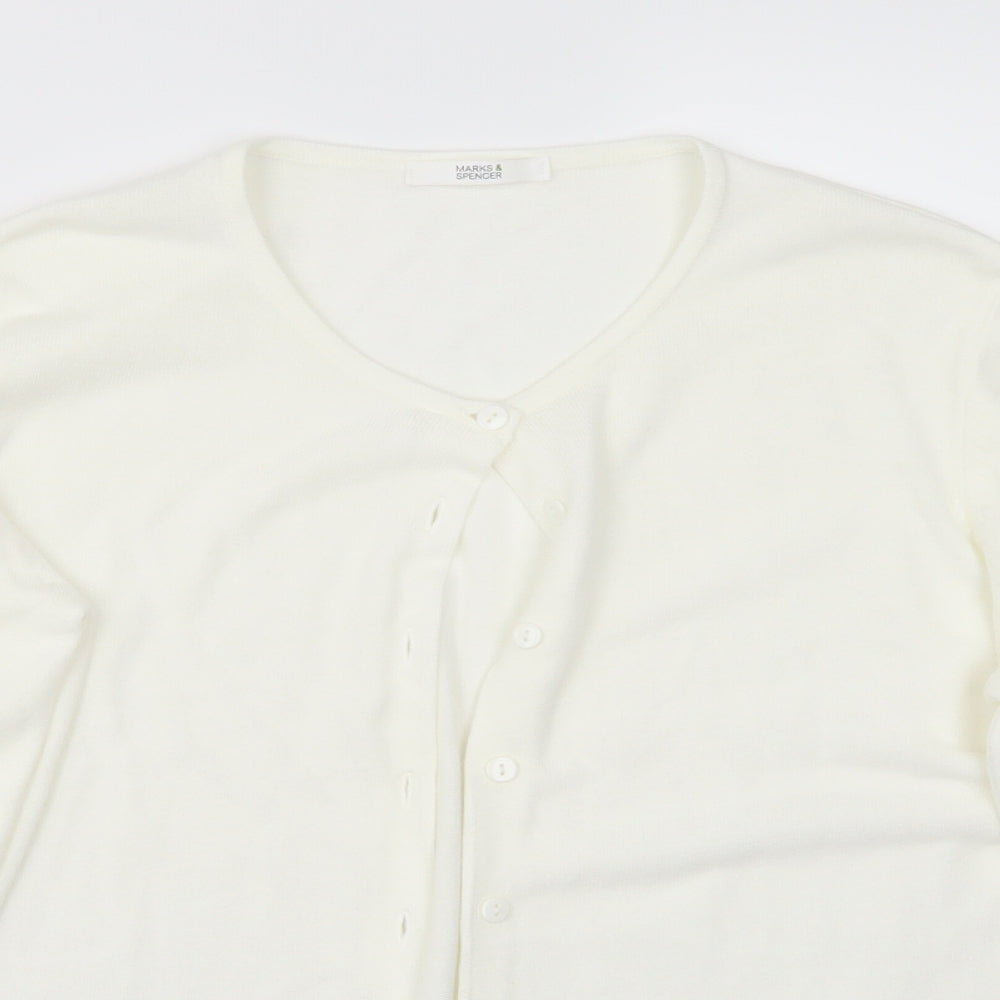 Marks and Spencer Womens White   Cardigan Jumper Size 16