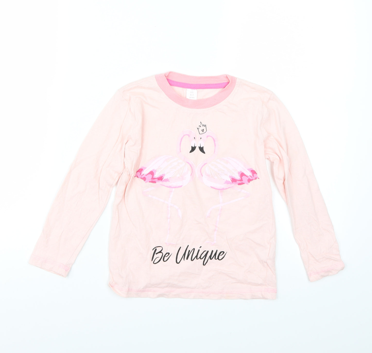 Preworn Girls Pink   Basic T-Shirt Size 6-7 Years