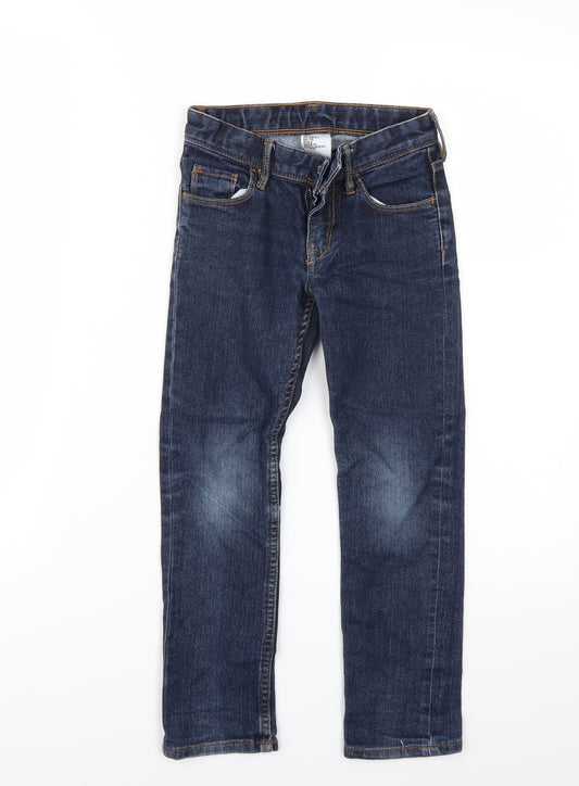 Front view of & denim girls’ blue straight jeans, size 5-6, years