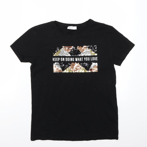 Papaya Womens Black   Basic T-Shirt Size 8