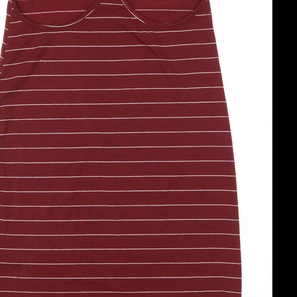 SheIn Womens Red Striped  Tank Dress  Size L