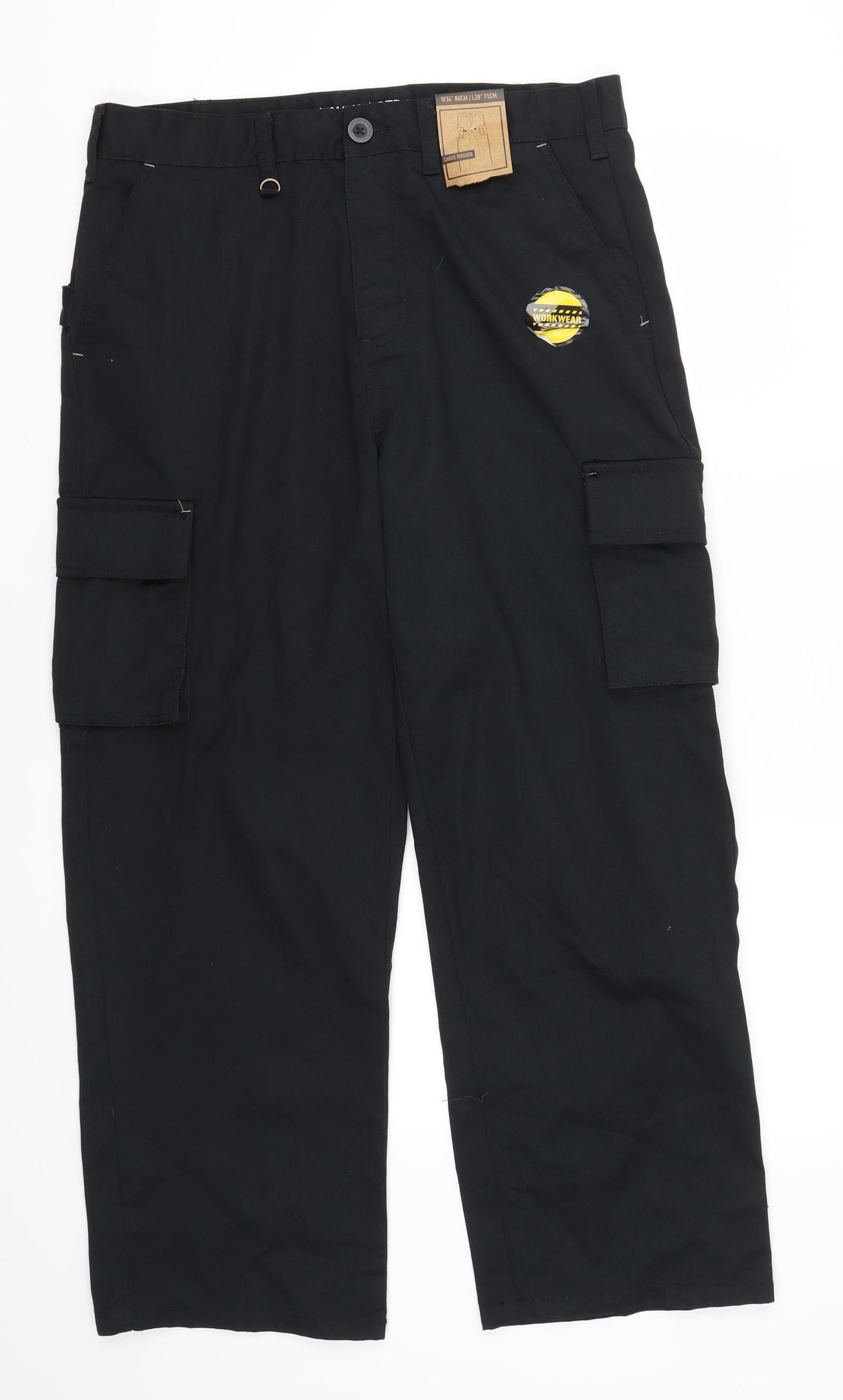 Pep&Co Mens Black   Cargo Trousers Size 34 L28 in - Work Wear