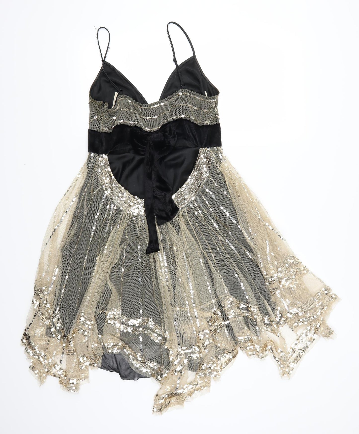 Karen Millen Womens Gold  Lace Skater Dress  Size 10