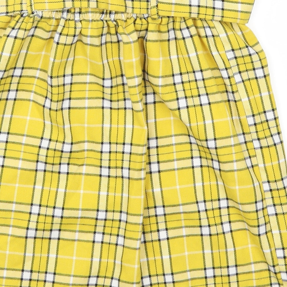 New Look Womens Yellow Check  Mini Skirt Size 8  - Belted