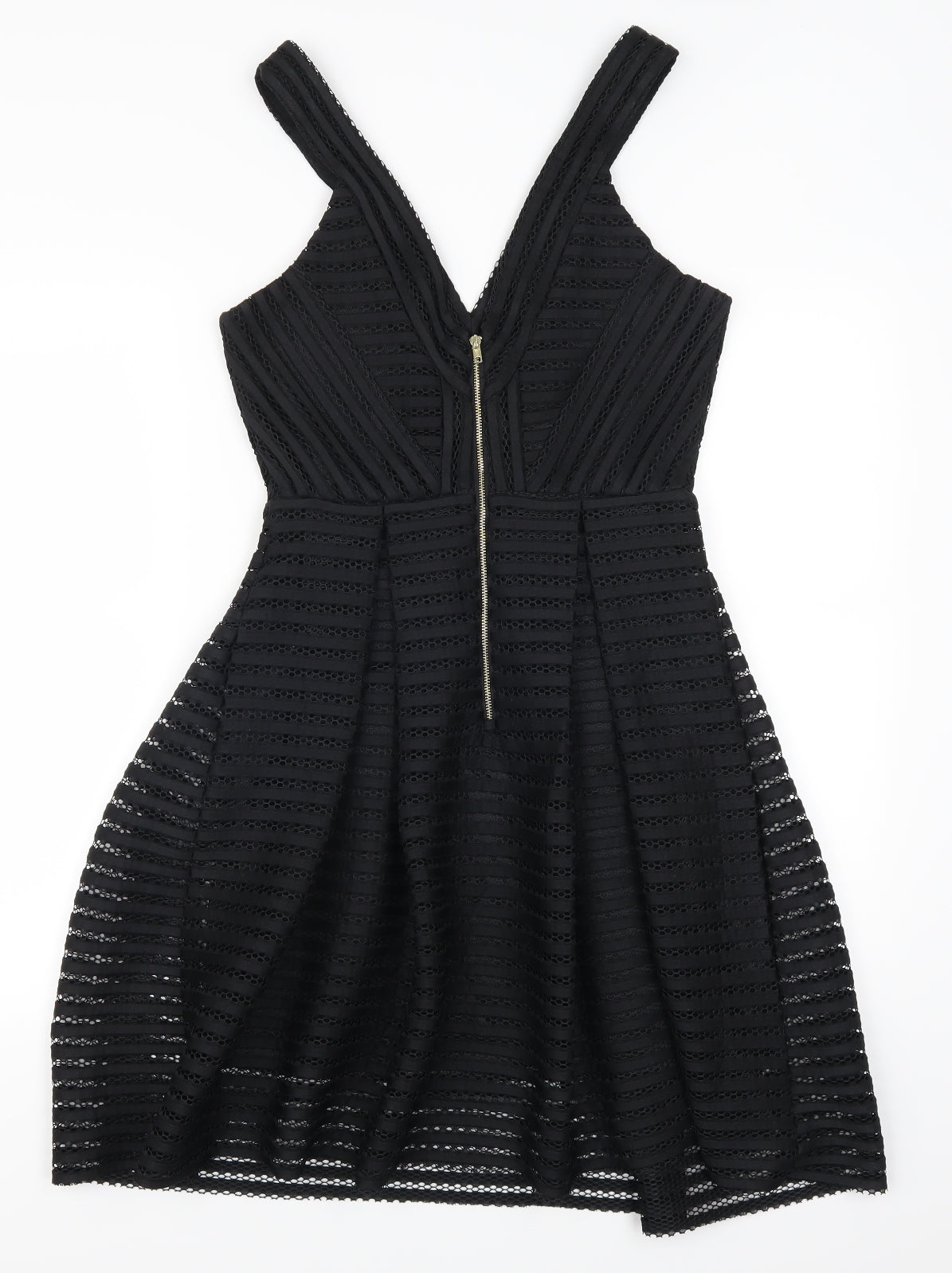 New Look Womens Black Striped  Skater Dress  Size 10