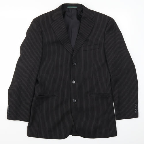 Greenwoods Mens Black Striped  Jacket Suit Jacket Size 38
