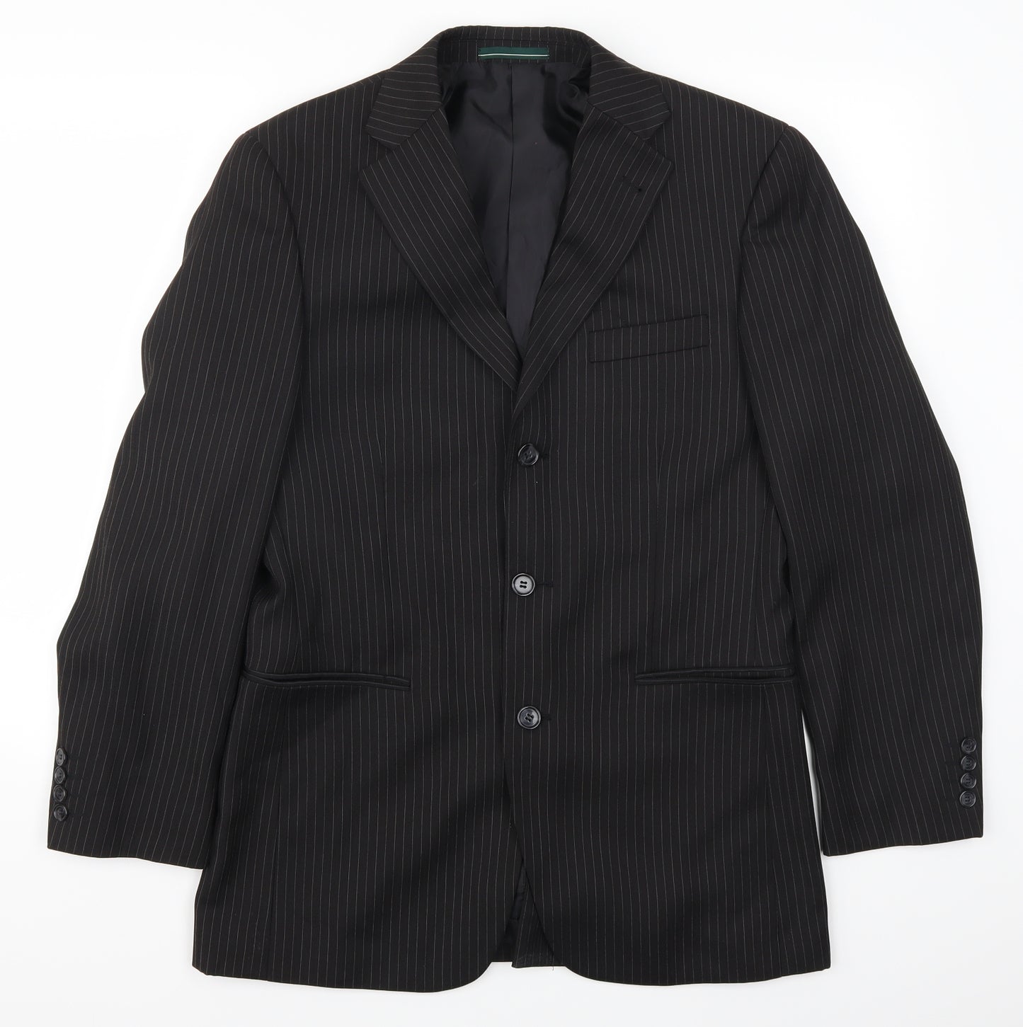 Greenwoods Mens Black Striped  Jacket Suit Jacket Size 38