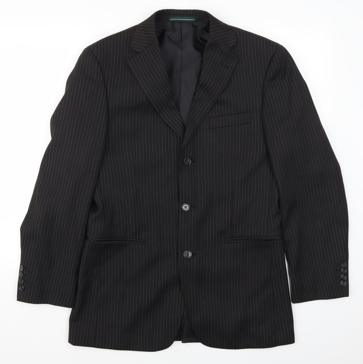 Greenwoods Mens Black Striped  Jacket Suit Jacket Size 38