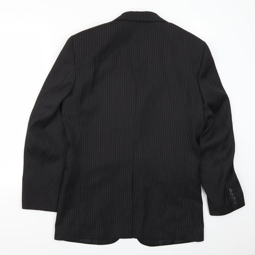 Greenwoods Mens Black Striped  Jacket Suit Jacket Size 38