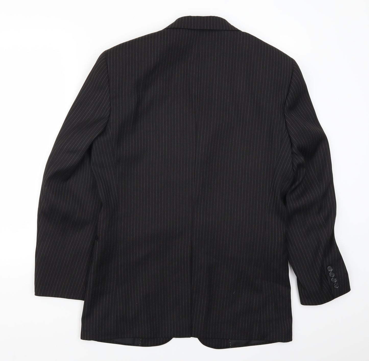 Greenwoods Mens Black Striped  Jacket Suit Jacket Size 38