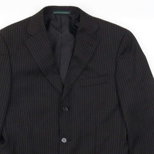 Greenwoods Mens Black Striped  Jacket Suit Jacket Size 38