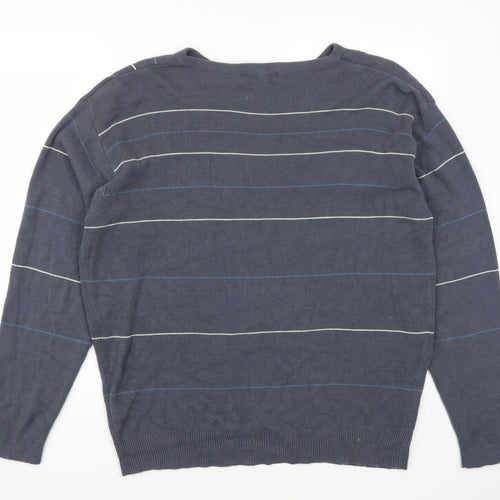 Officers Club Mens Blue Striped  Pullover Jumper Size XL