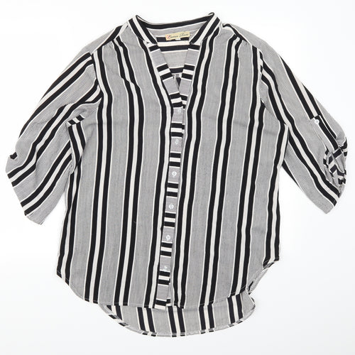 Cameo Rose Womens Grey Striped  Basic Button-Up Size 10