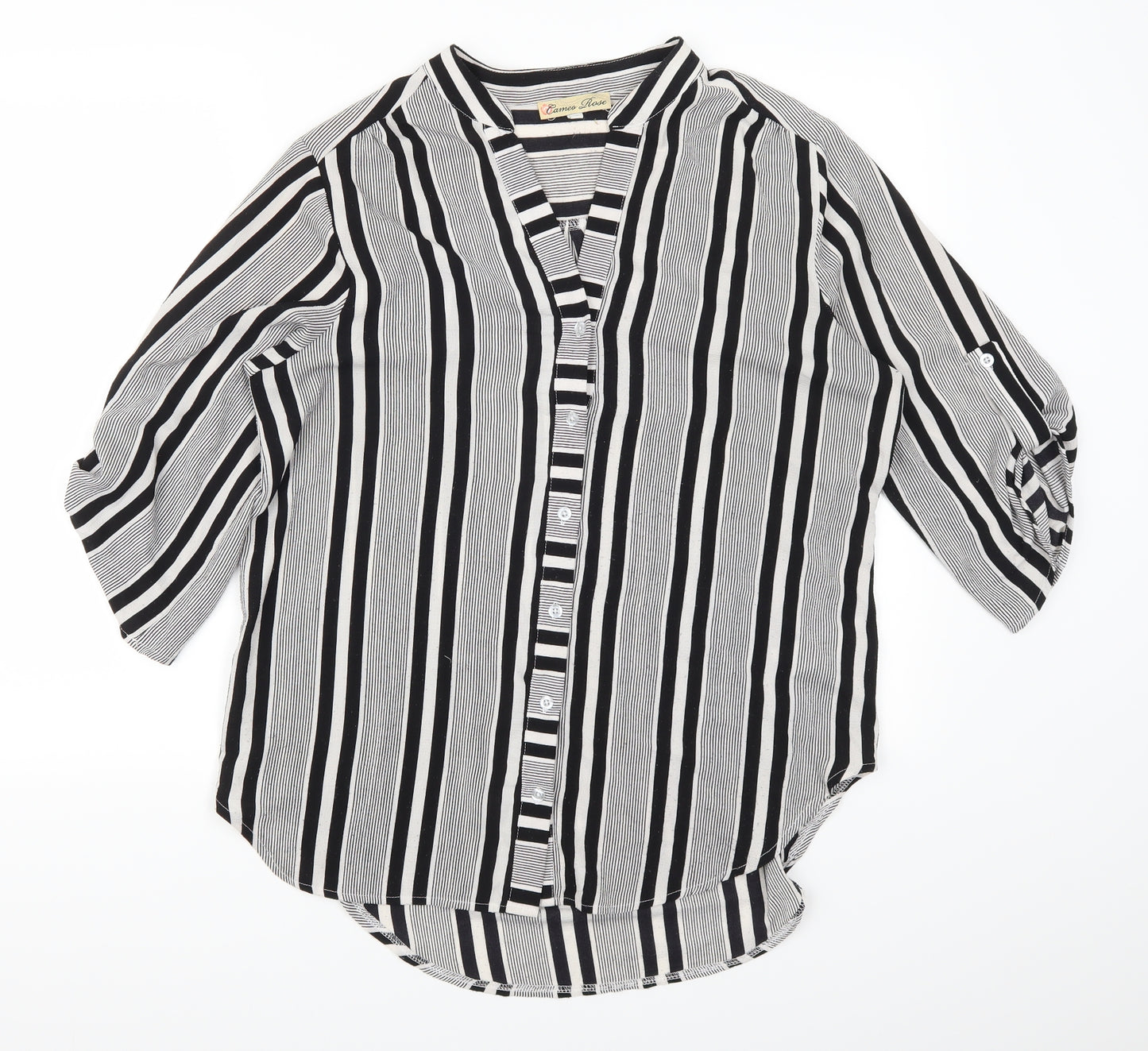 Cameo Rose Womens Grey Striped  Basic Button-Up Size 10