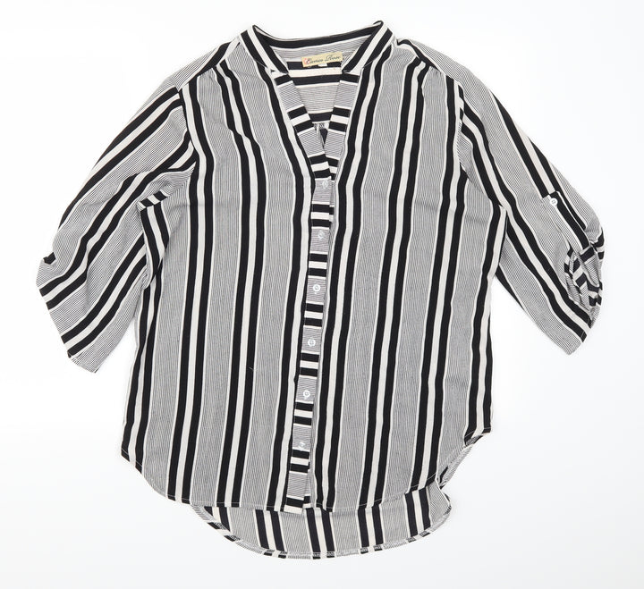 Cameo Rose Womens Grey Striped  Basic Button-Up Size 10