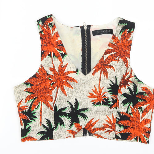 Fashion Union Womens Orange Fair Isle  Cropped Tank Size 10