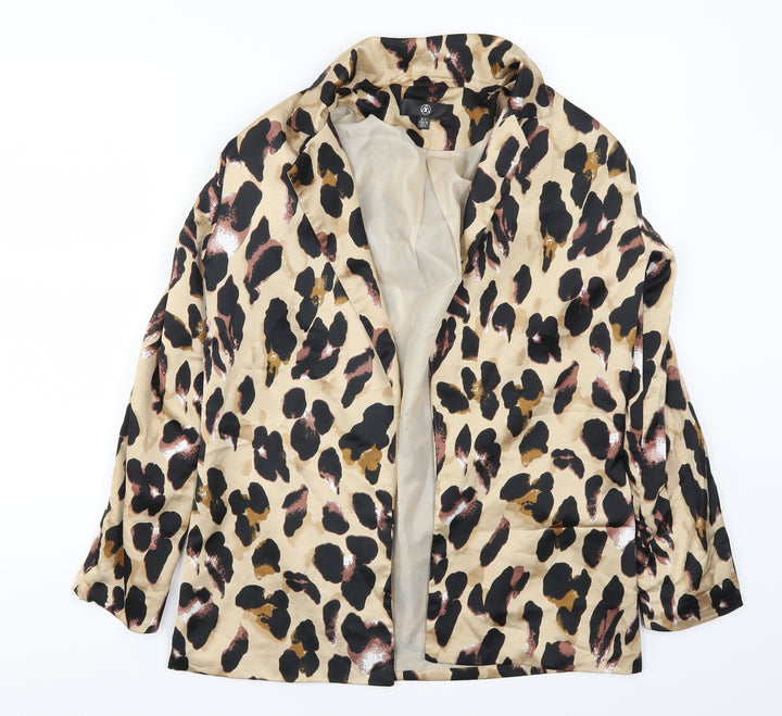 Missguided Womens Beige Animal Print Jacket Size 8
