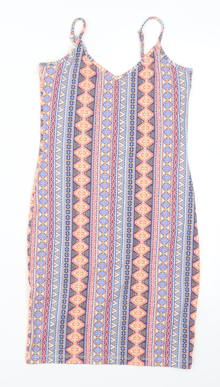 New Look Womens Blue Geometric  Tank Dress  Size 10