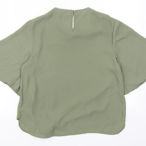 New Look Womens Green   Basic T-Shirt Size 10  - Twist Front