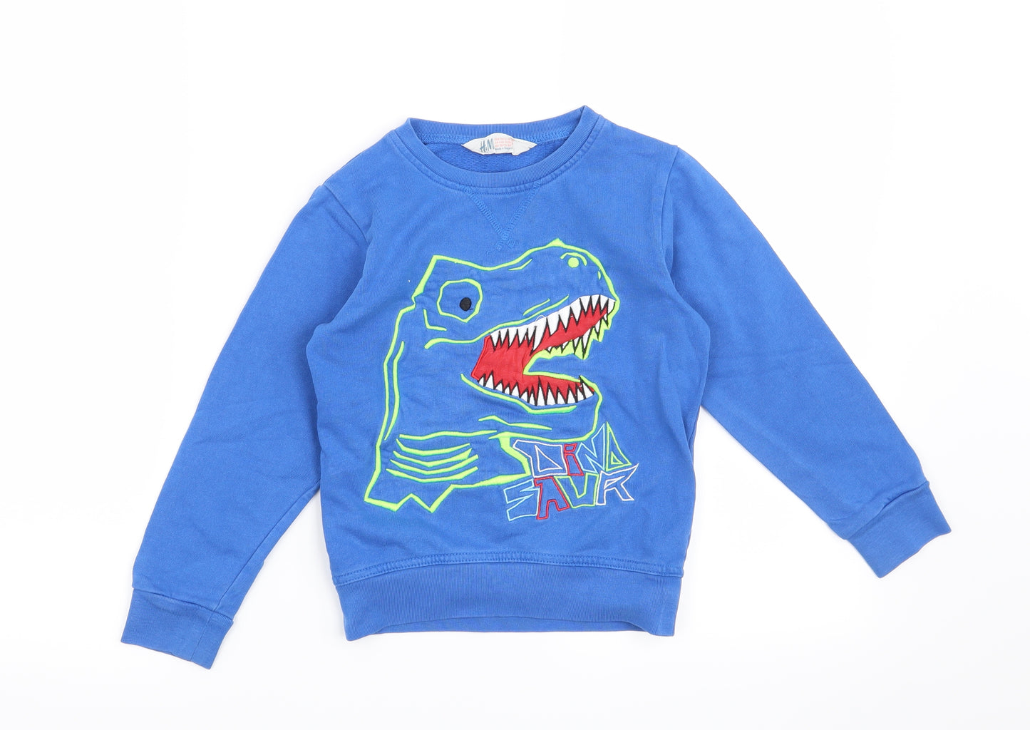 H&M Boys Blue   Pullover Sweatshirt Size 5-6 Years  - Dinosaur