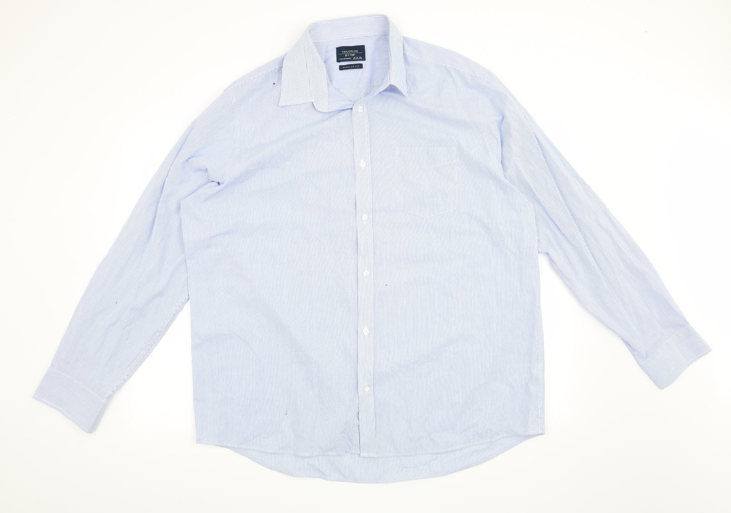 F&F Mens Blue Striped   Dress Shirt Size 17.5