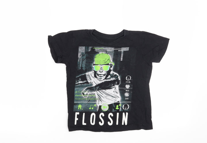 Preworn Boys Black Basic T-Shirt Size 4-5 Years - Flossin