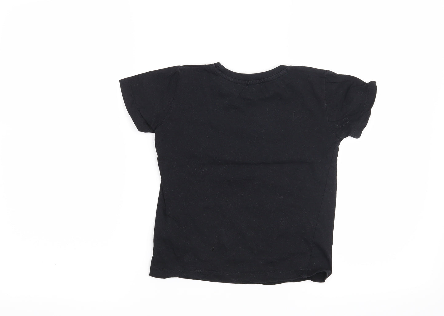 Preworn Boys Black   Basic T-Shirt Size 4-5 Years  - Flossin