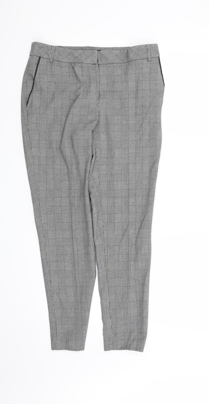 NEXT Womens Black Houndstooth Trousers Size 6 L27 in