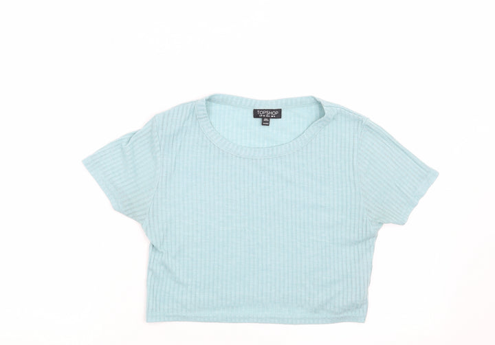 Topshop Womens Blue Basic T-Shirt Size 10