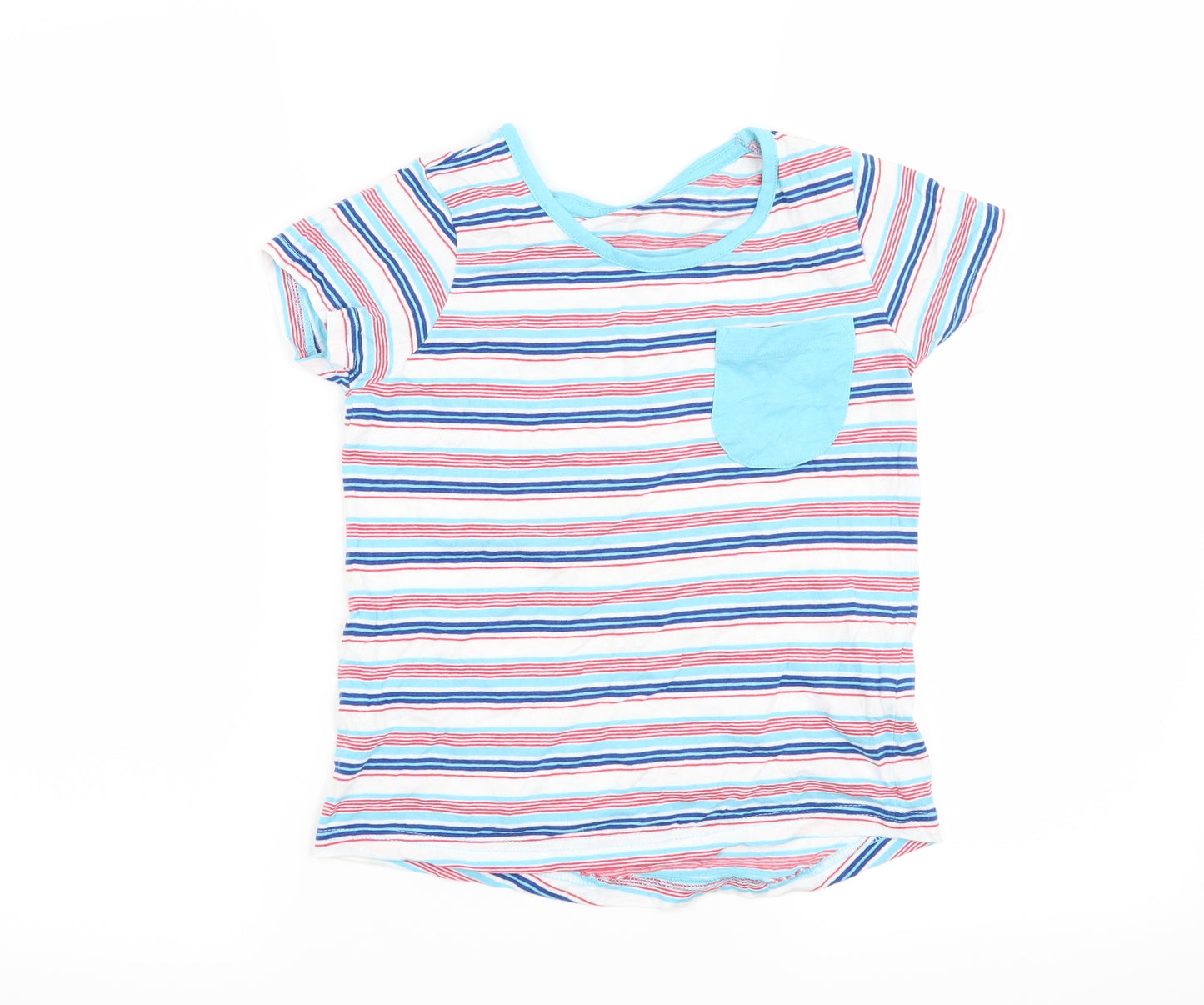 Lily & Dan Boys White Striped  Basic T-Shirt Size 7-8 Years