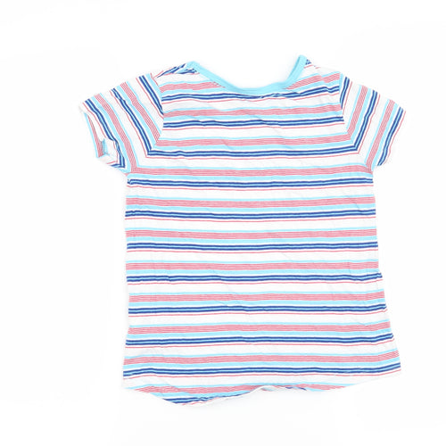 Lily & Dan Boys White Striped  Basic T-Shirt Size 7-8 Years
