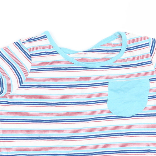 Lily & Dan Boys White Striped  Basic T-Shirt Size 7-8 Years