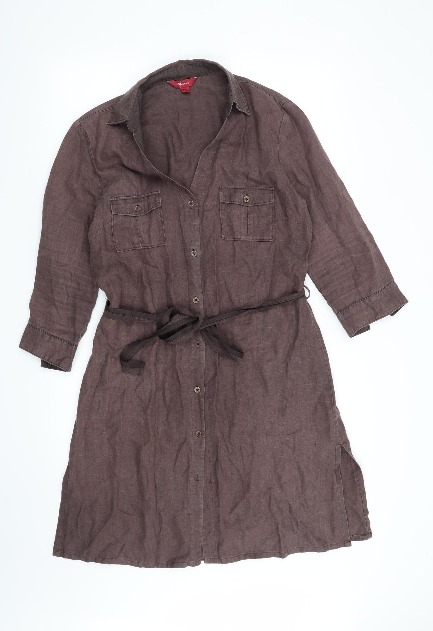 Monsoon Womens Brown   Shirt Dress  Size 12