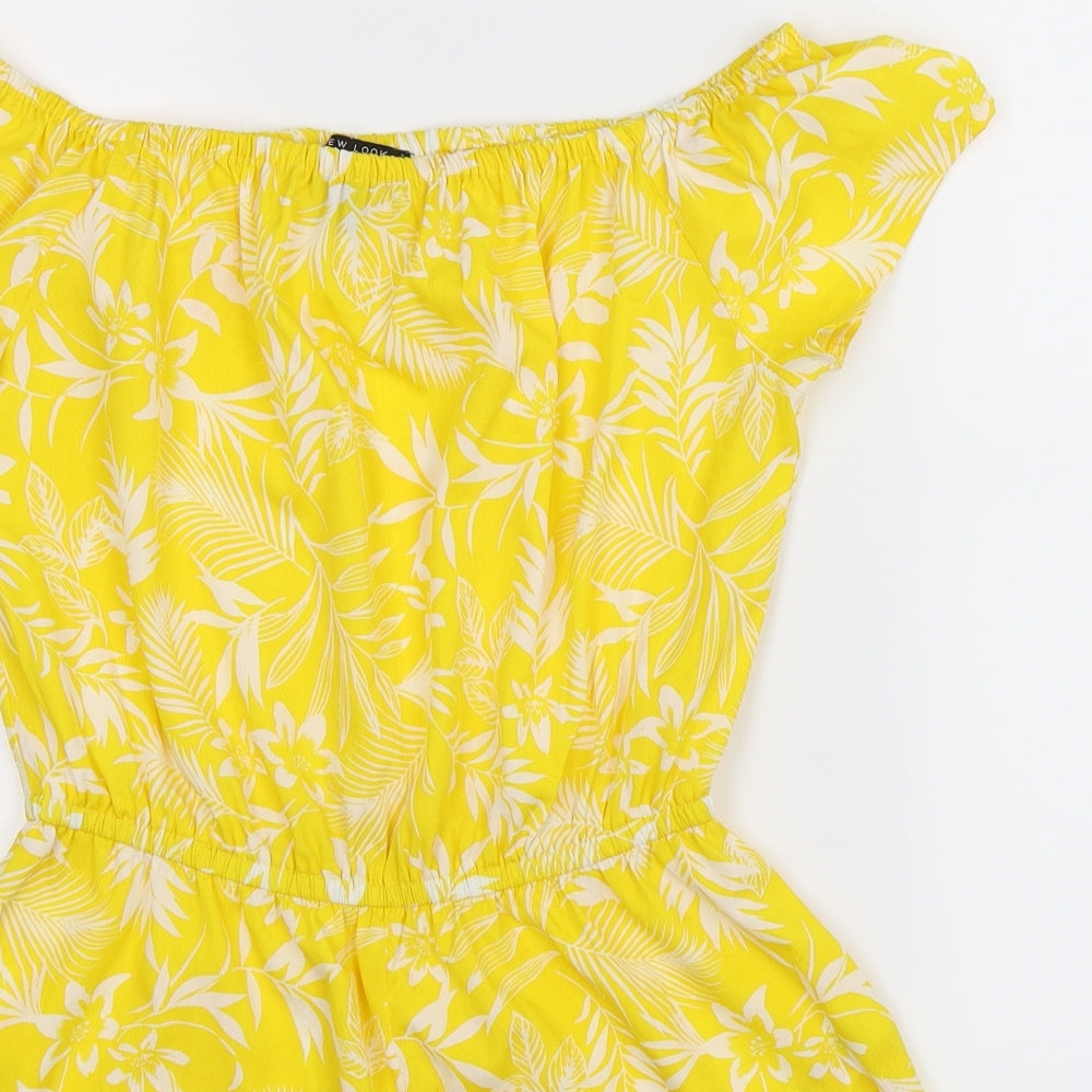 New Look Girls Yellow Floral  Playsuit One-Piece Size 14 Years