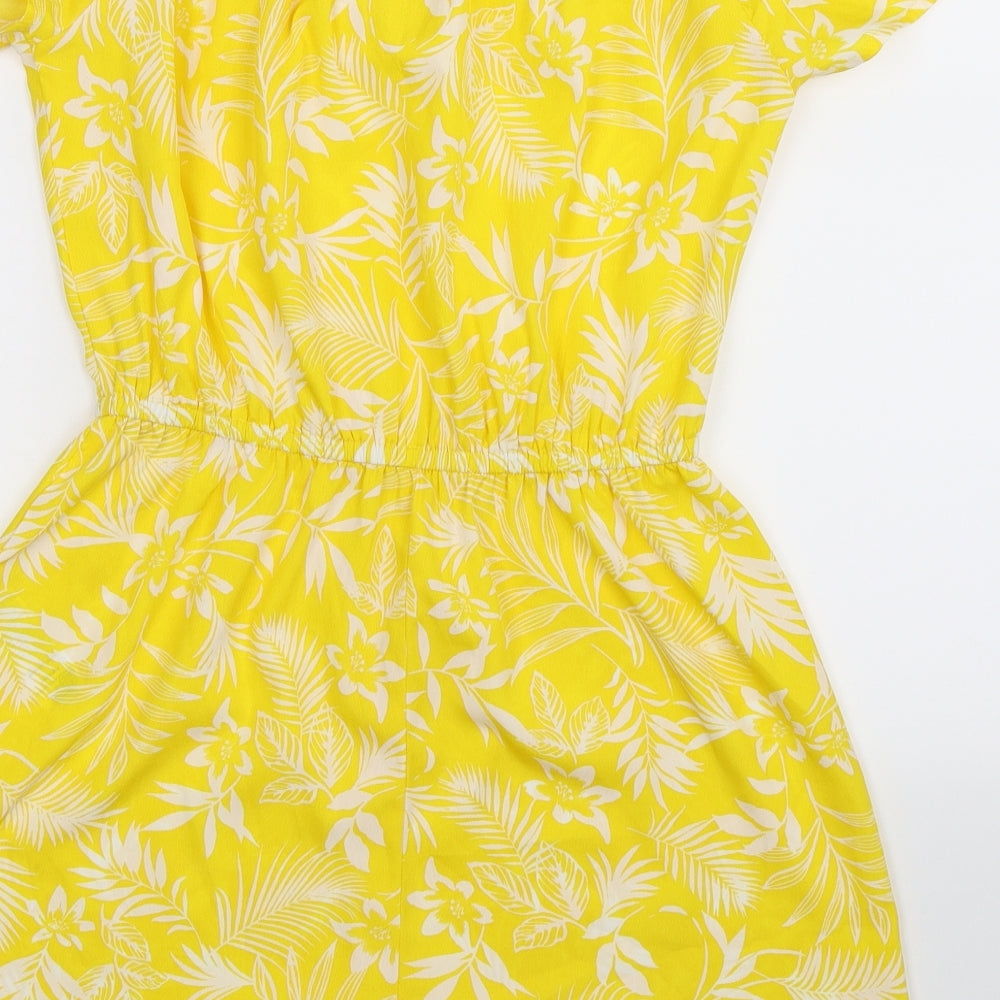 New Look Girls Yellow Floral  Playsuit One-Piece Size 14 Years