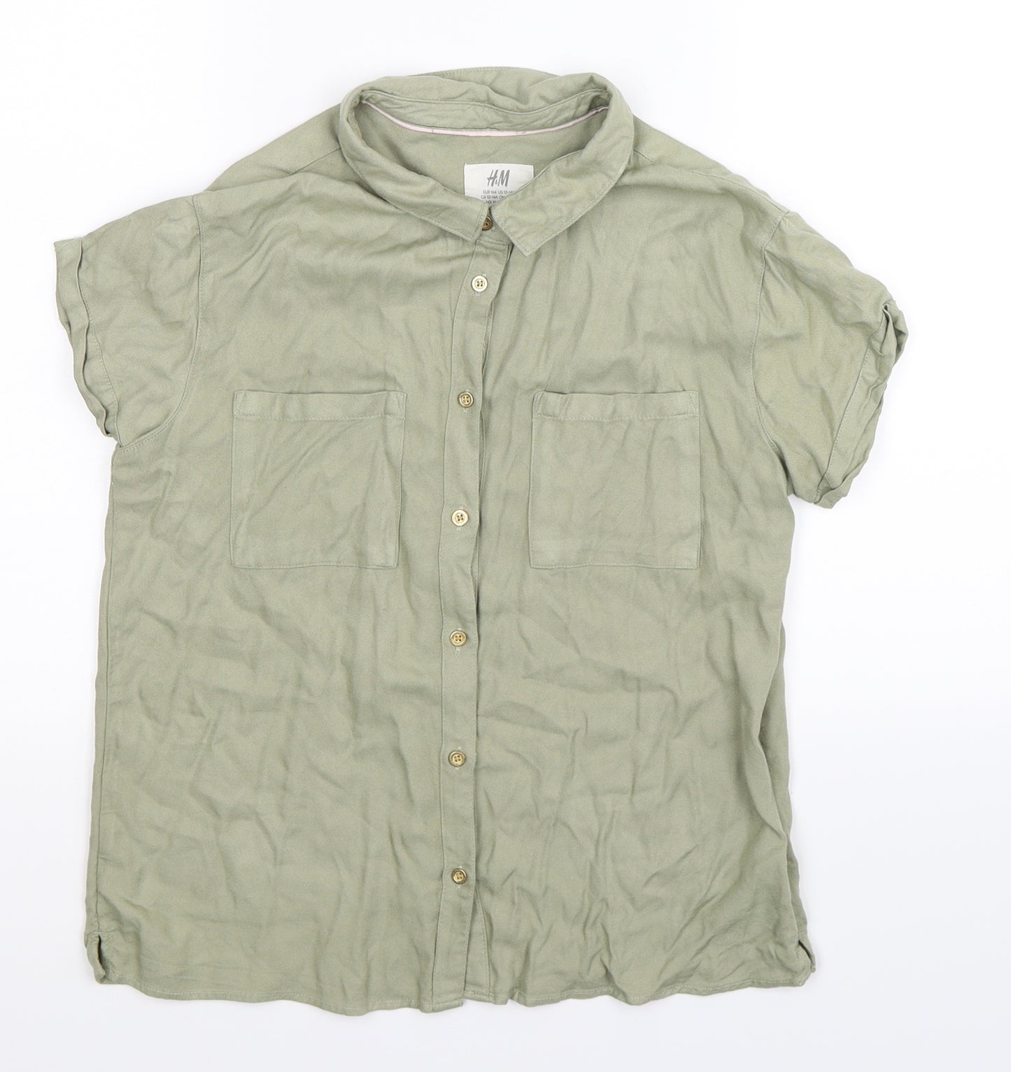 H&M Girls Green   Basic Button-Up Size 13-14 Years