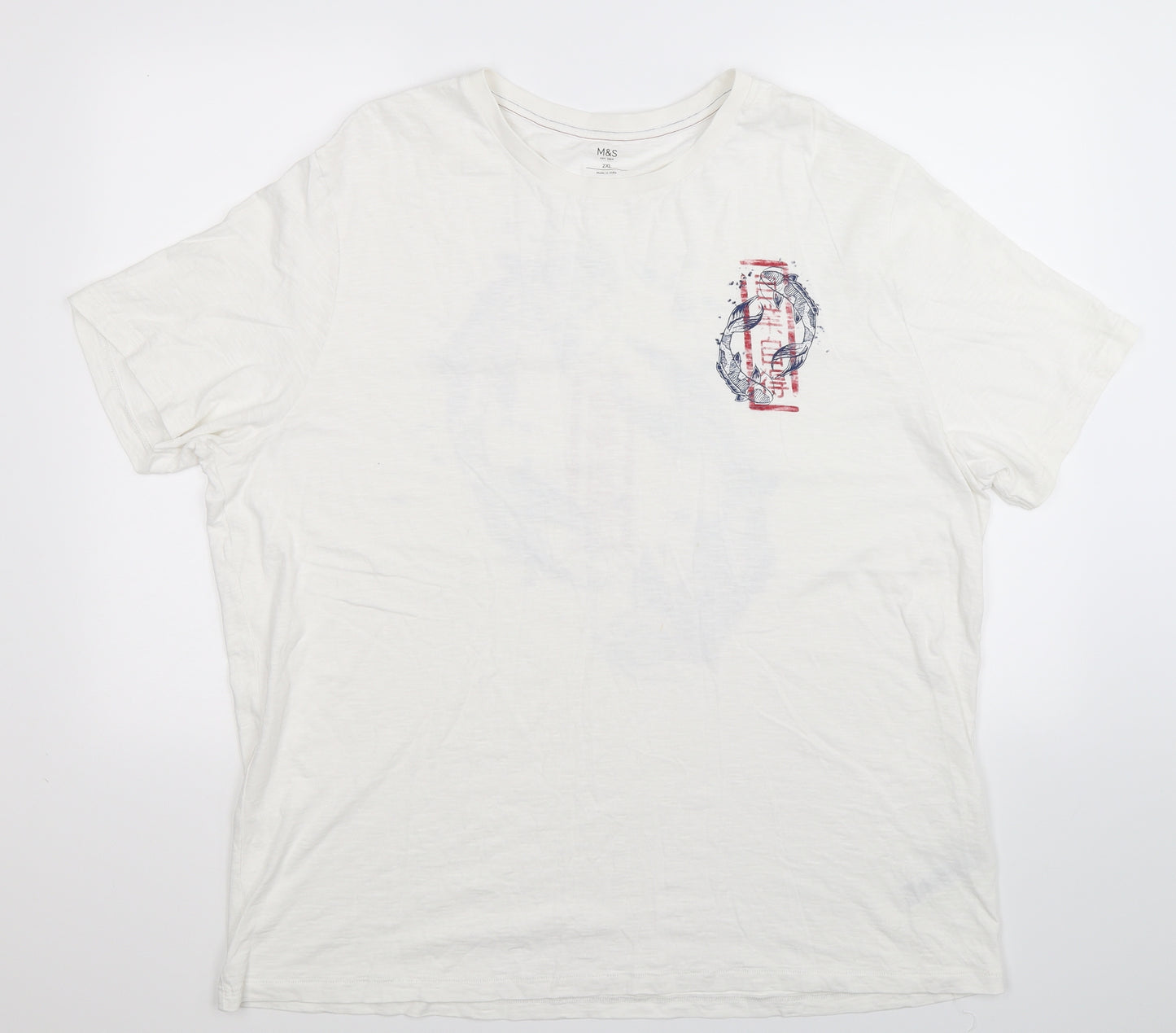 Marks and Spencer Mens White    T-Shirt Size 2XL